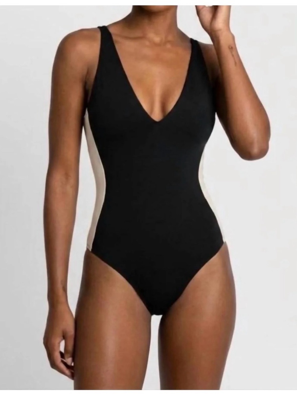 Ta3 NWT Plungey Contour Swimsuit in Black/Oat. XS Regular/Long